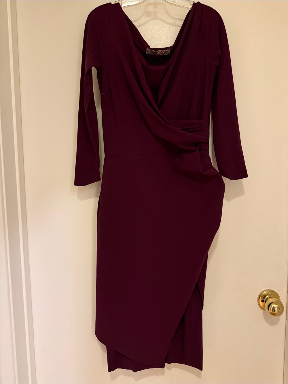 Chiara Boni Wine Burgundy Draped Midi Dress
